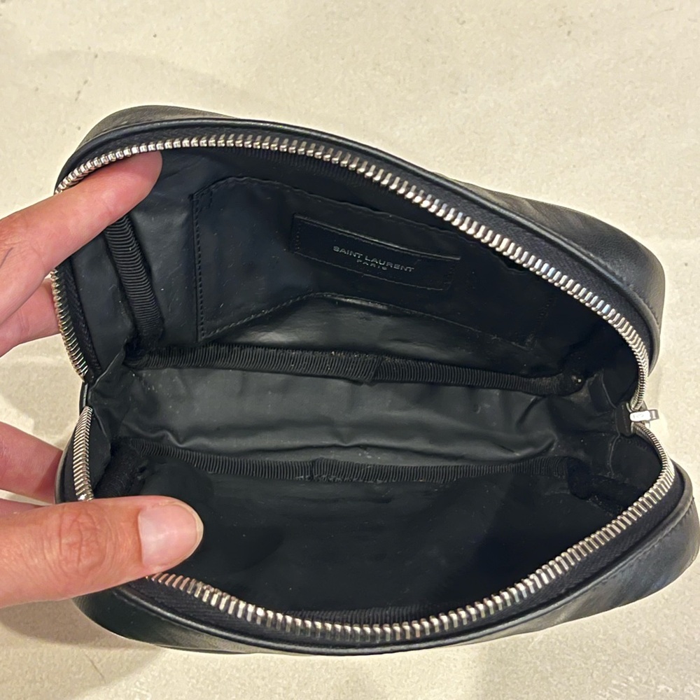 SAINT LAURENT Lambskin Y Quilted Monogram Loulou Cosmetic Case Black - Picture 10 of 12